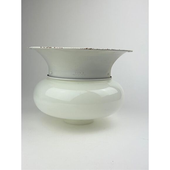 Antique CLM Type A Torchiere Milk Glass & Metal 2Pc Diffuser Lamp Shade - Picture 1 of 7